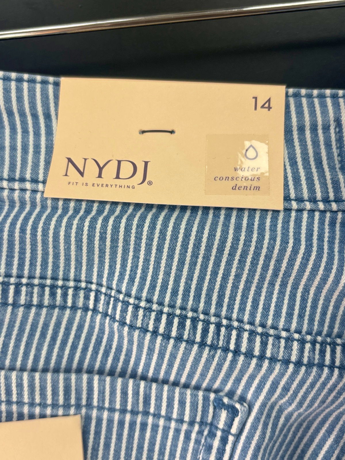 NYDJ Blue Stripe Chloe Crop Jeans UK 18