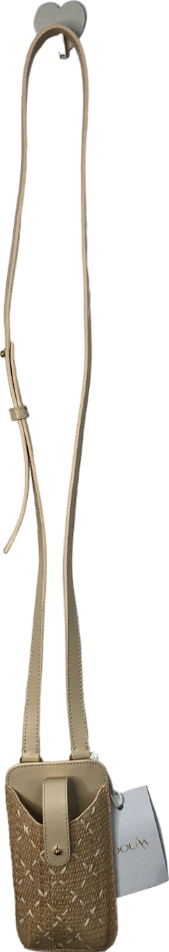 Doum Beige Cross Body Rafia Phone Bag One Size