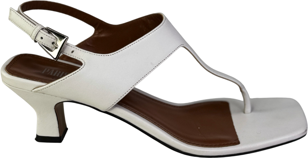 PARIS TEXAS White Portofino Leather Sandals UK 4.5 EU 37.5 👠
