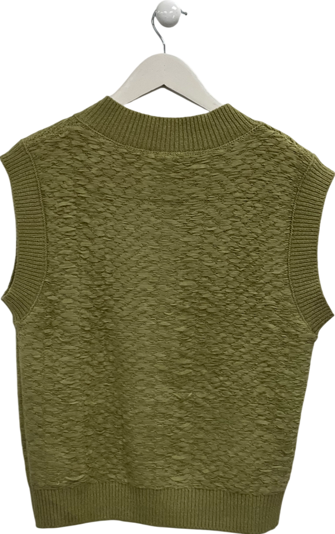 ZARA Green Oversized Textured Sleeveless Top With Button Detail UK XS