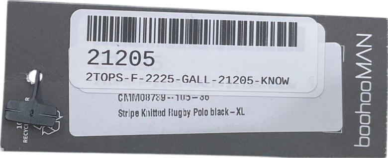 boohooMan Black Stripe Knitted Rugby Polo Shirt UK XL