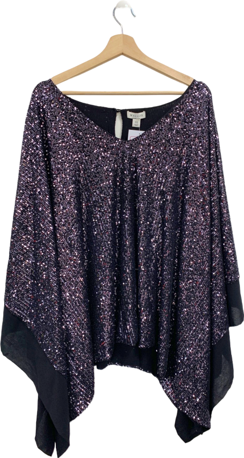 Wallis Black Sequin Poncho UK 24