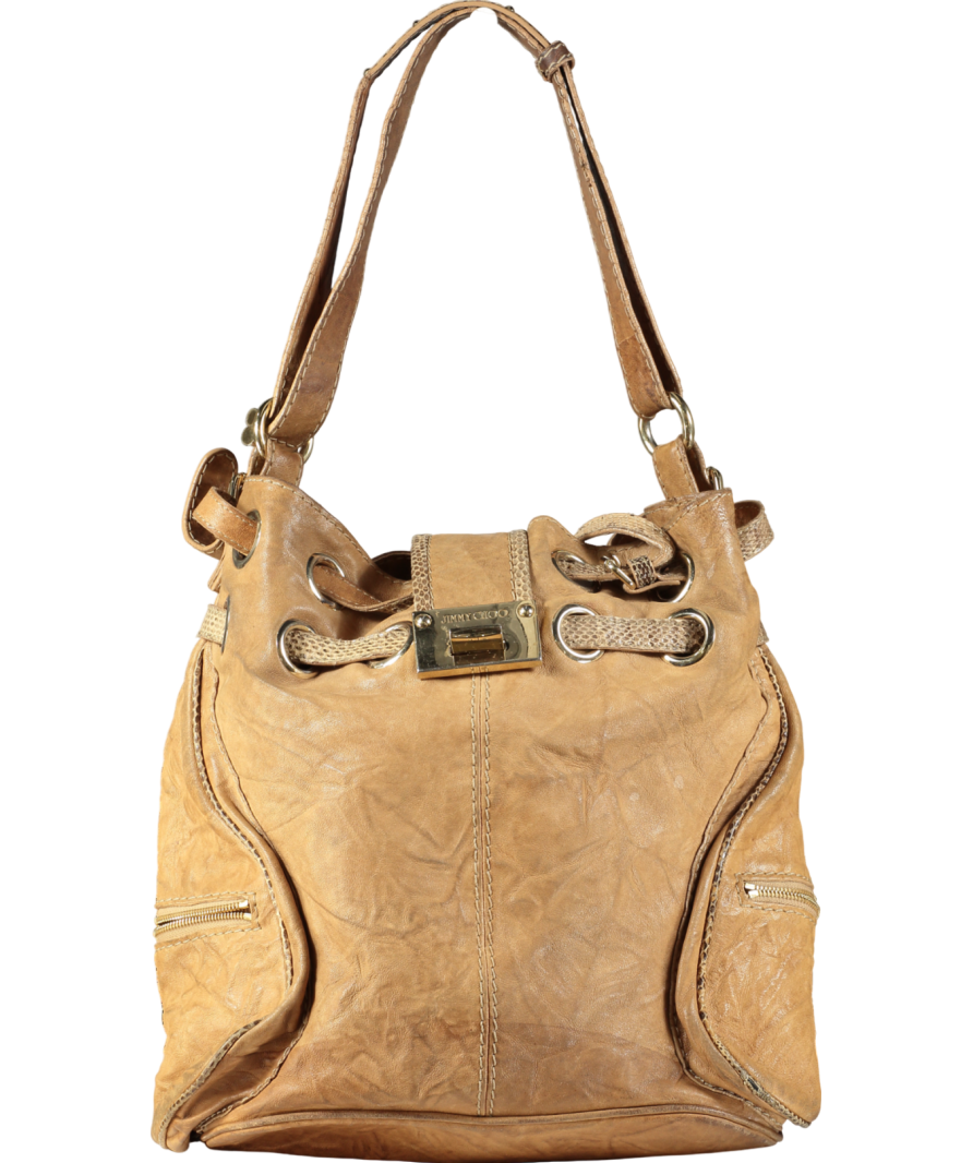 Jimmy Choo Beige Ramona Leather Shoulder Handbag