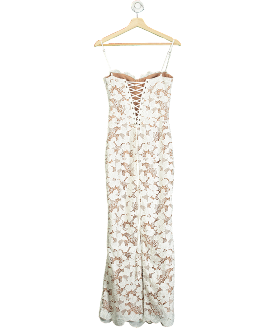House of CB White Pearl Floral Embroidered Maxi Dress UK S