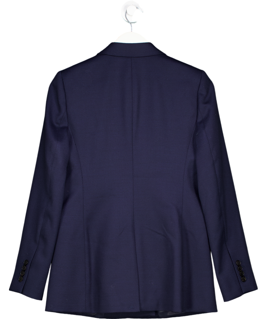 REISS Blue Hallie Textured Double Breasted Suit Blazer In Navy UK 10