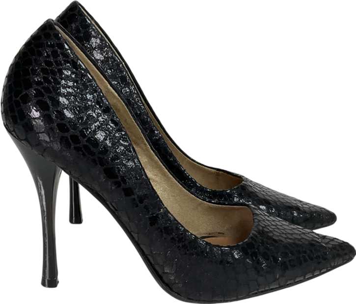 River Island Black Faux Leather Stiletto Heels UK 4 EU 37 👠