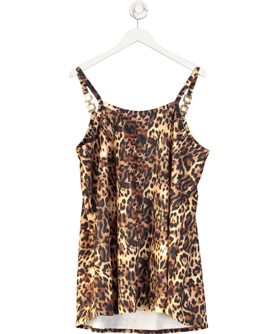 Limited Collection Brown Animal Print Vest Top With Chunky Chain Detail Straps UK 22