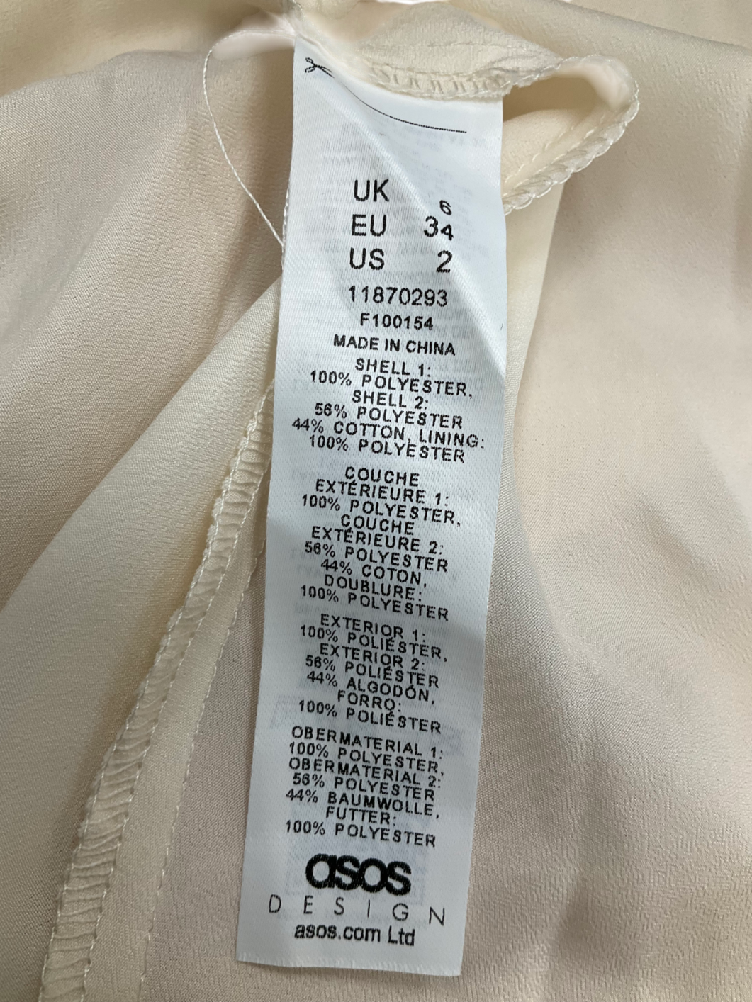 ASOS Beige Corset Collared Chiffon Mini Dress UK 6