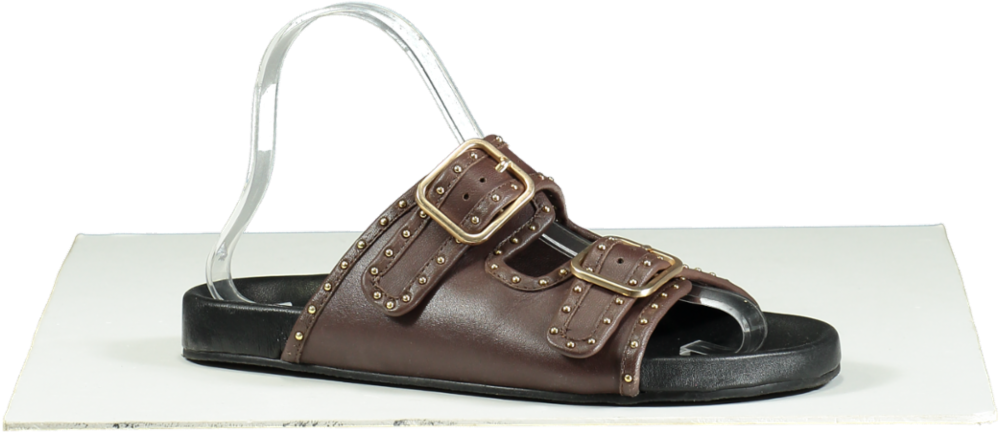 WYSE LONDON Brown Studded Double Buckle Sandals UK 4