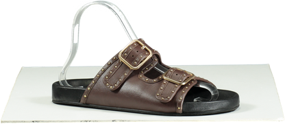 WYSE LONDON Brown Studded Double Buckle Sandals UK 4