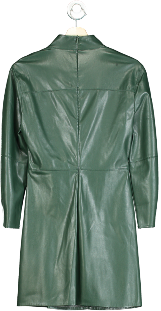 Zara Green Faux Leather Ruched Dress UK S