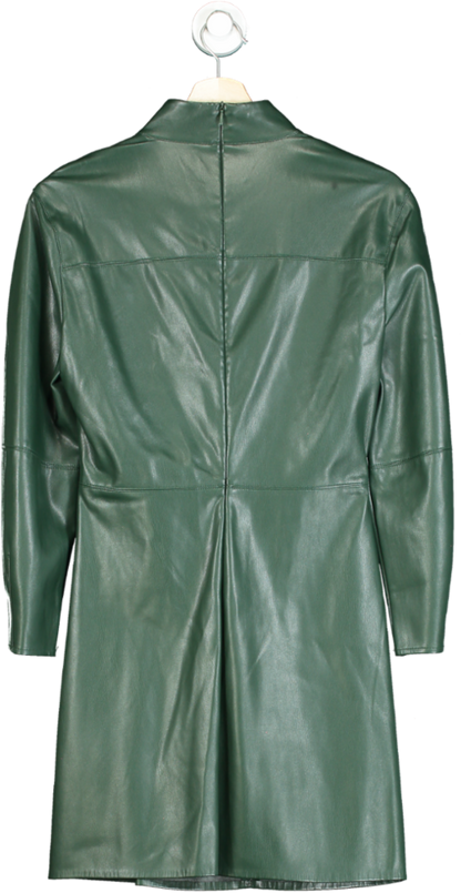 Zara Green Faux Leather Ruched Dress UK S