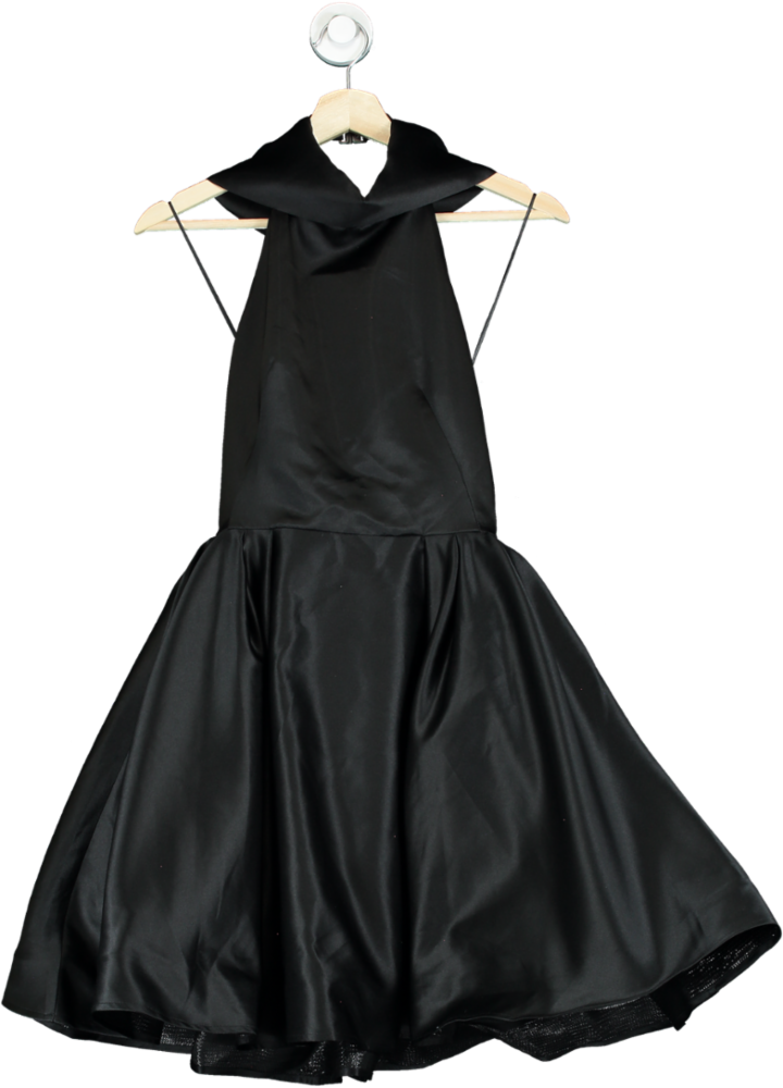 ALB Black Halter Neck Satin Dress UK 6