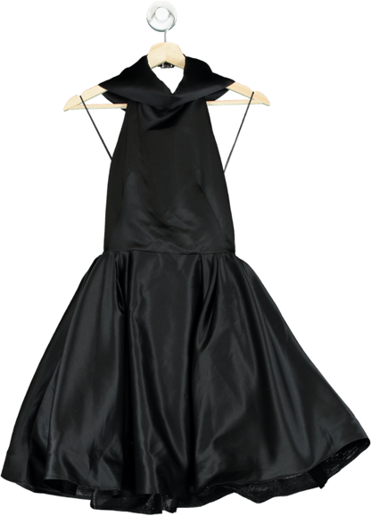 ALB Black Halter Neck Satin Dress UK 6