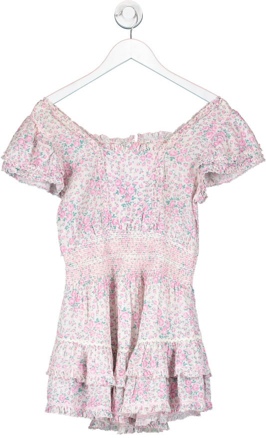 loveshackfancy Pink Floral Mini Dress UK XS