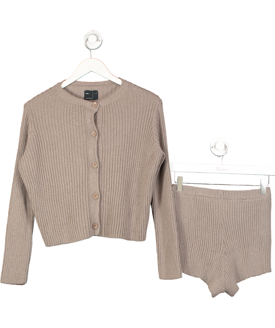 ASOS 2-piece Brown Neat Fit Knitted Cardigan and shorts set UK S