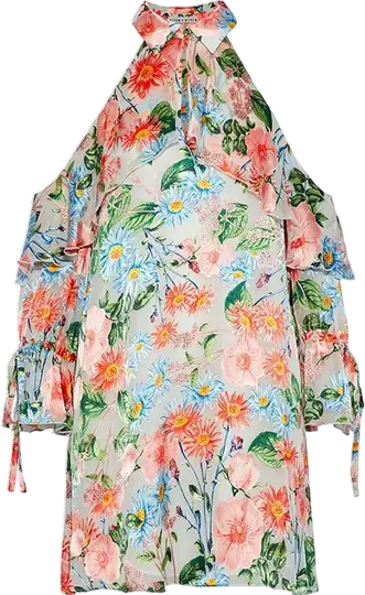 ALICE + OLIVIA Multicoloured Blayne Cold-shoulder Floral-print Fil Coupé Mini Dress UK XS