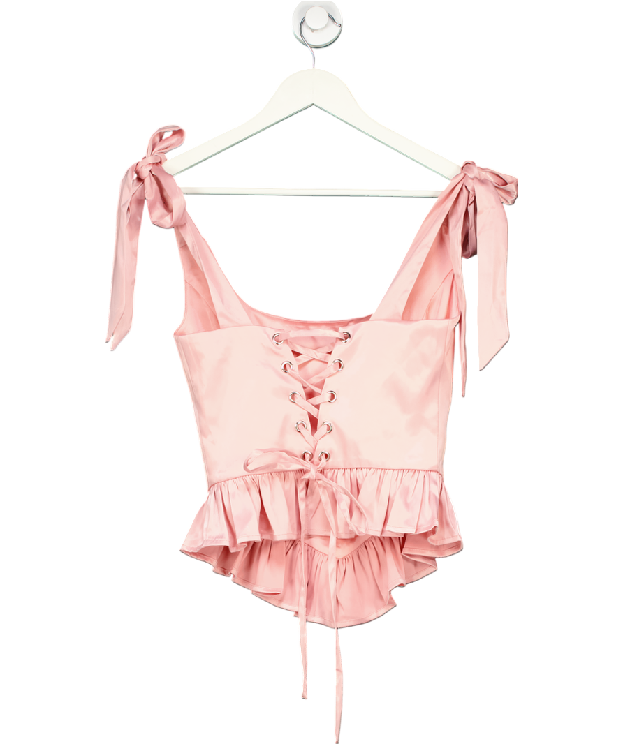 MORE TO COME Pink Cecilia Corset Satin Top UK S