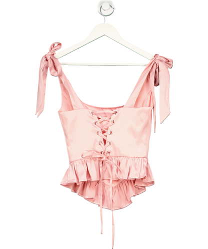 MORE TO COME Pink Cecilia Corset Satin Top UK S