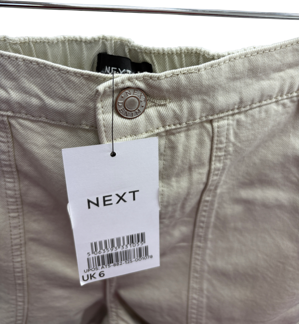 Next Beige Denim Cotton Shorts UK 6