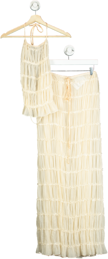 Unknown Brand Cream Pleated Maxi Dress UK 10