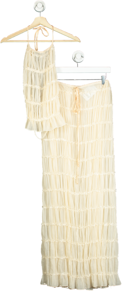 Unknown Brand Cream Pleated Maxi Dress UK 10