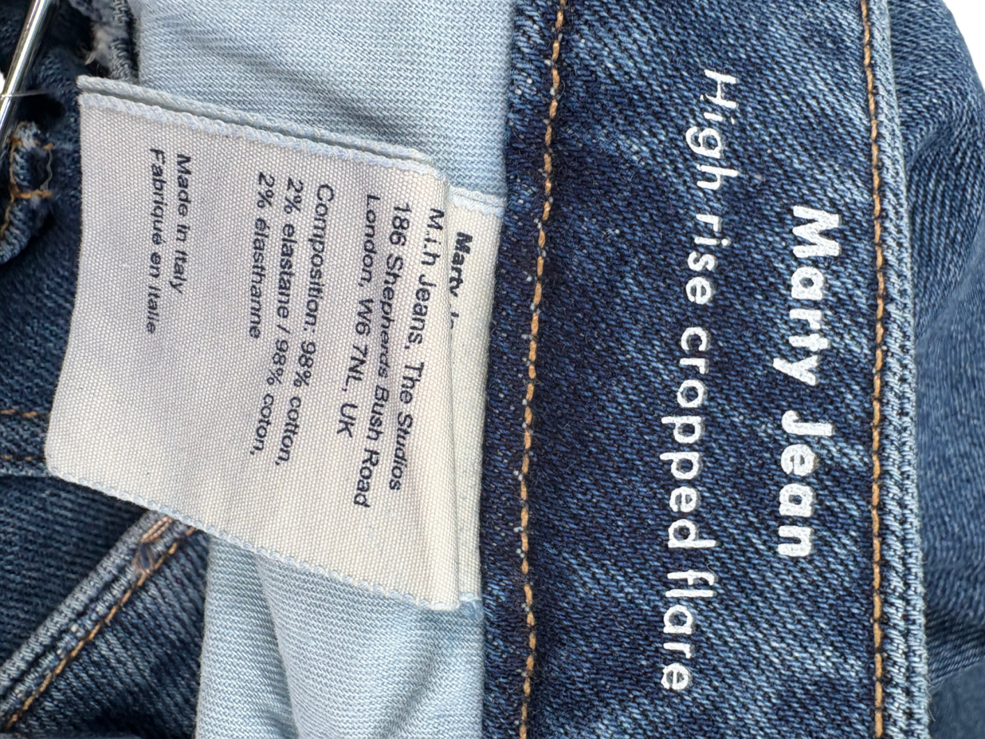 MIH Jeans Blue Marty High Rise Cropped Flare Jeans W25