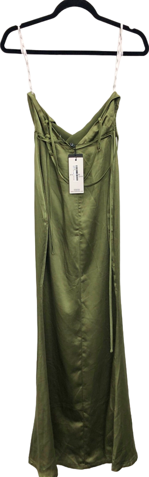 Club L London Olive Green Satin Dress UK 6