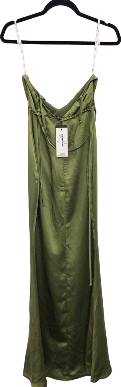 Club L London Olive Green Satin Dress UK 6