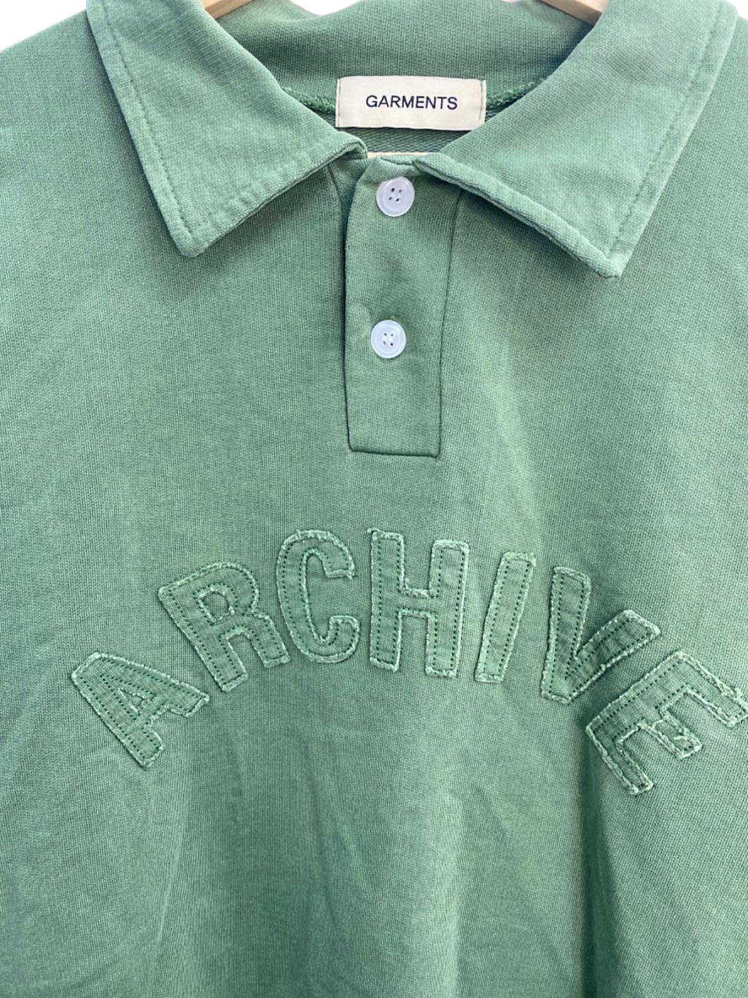 Garments Green Archive Long Sleeve Polo UK M