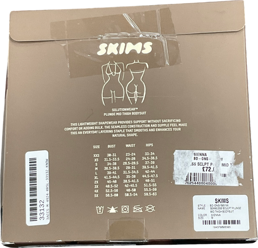 SKIMS Seamless Sculpt Plunge Mid Thigh Bodysuit In Sienna UK M