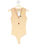 Ronny Kobo Beige Romy Button-detail Bodysuit UK M