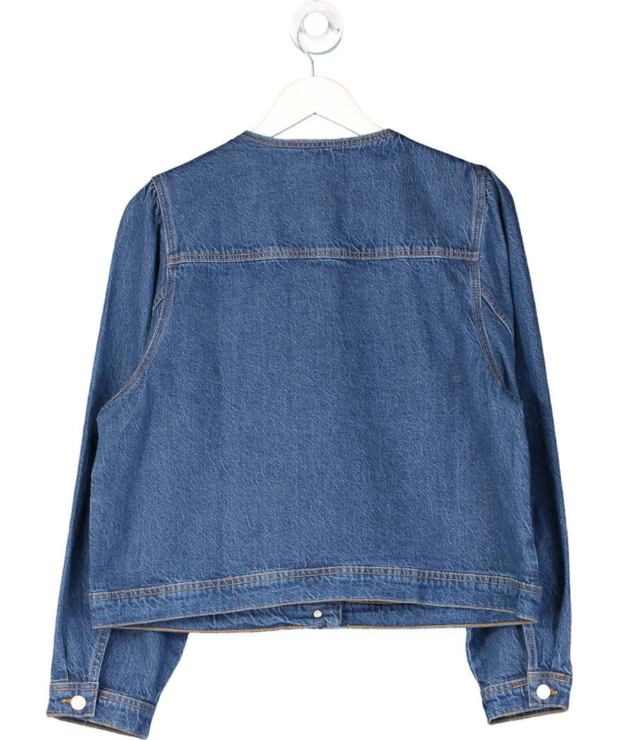 Nobody's Child Blue Denim Collarless Jacket UK 16