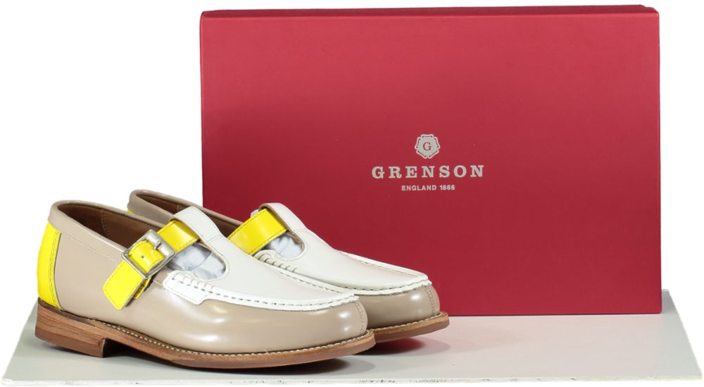 Grenson Tan and Yellow Mae Buckle Loafers EU 37 UK 4