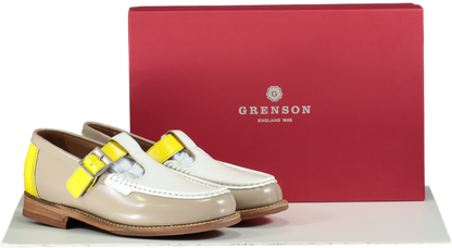 Grenson Tan and Yellow Mae Buckle Loafers EU 37 UK 4