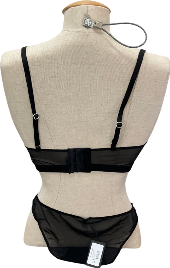 understatement Black Mesh Support Bra & Underwear UK M