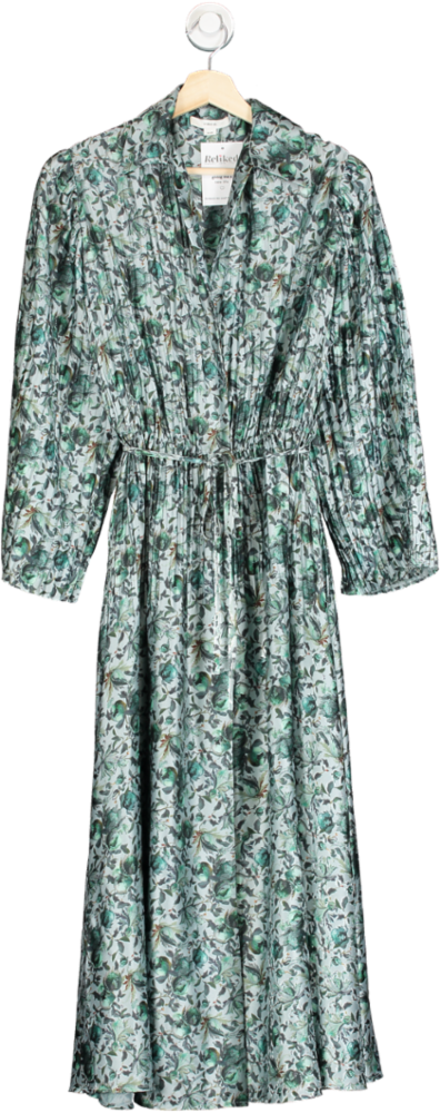 Vince Green Floral Printed Midi Dress UK XS