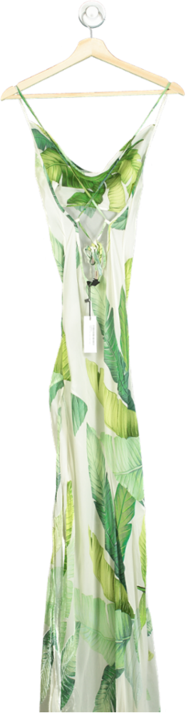 Karen Millen Green Tropical Palm Print Beach Strappy Maxi Dress UK XS