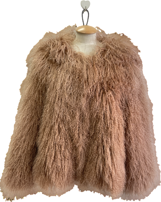 Twenty Fall Beige Cali Mongolian Fur Coat UK M