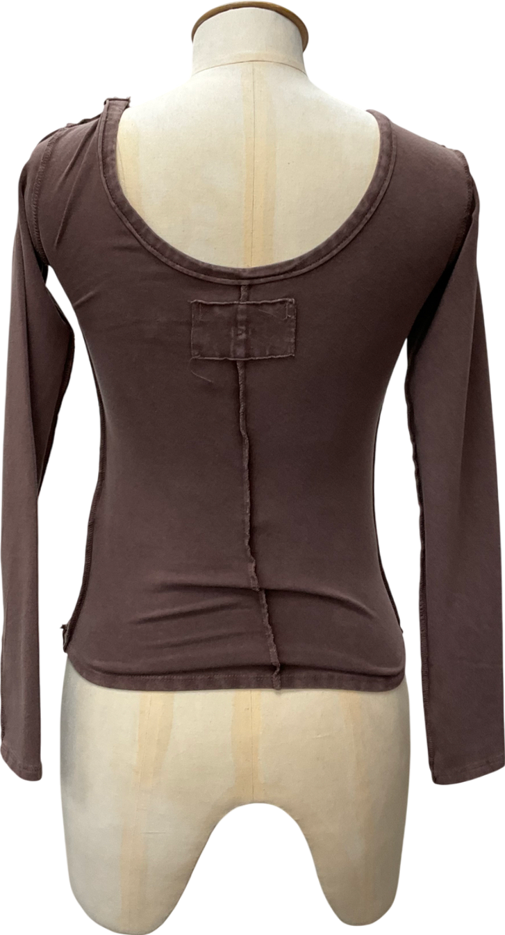 Free People We The Free Brown Hummingbird Long-sleeve Top UK XS