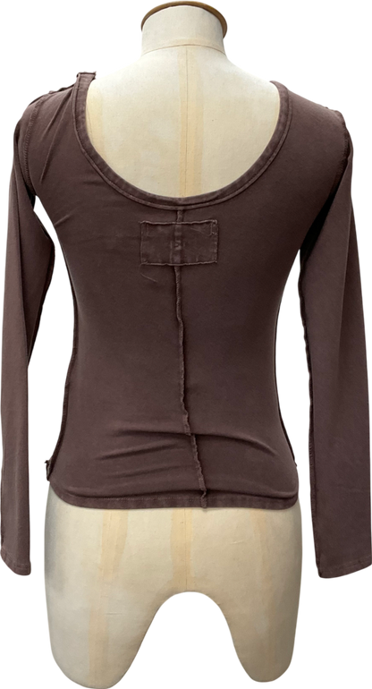 Free People We The Free Brown Hummingbird Long-sleeve Top UK XS