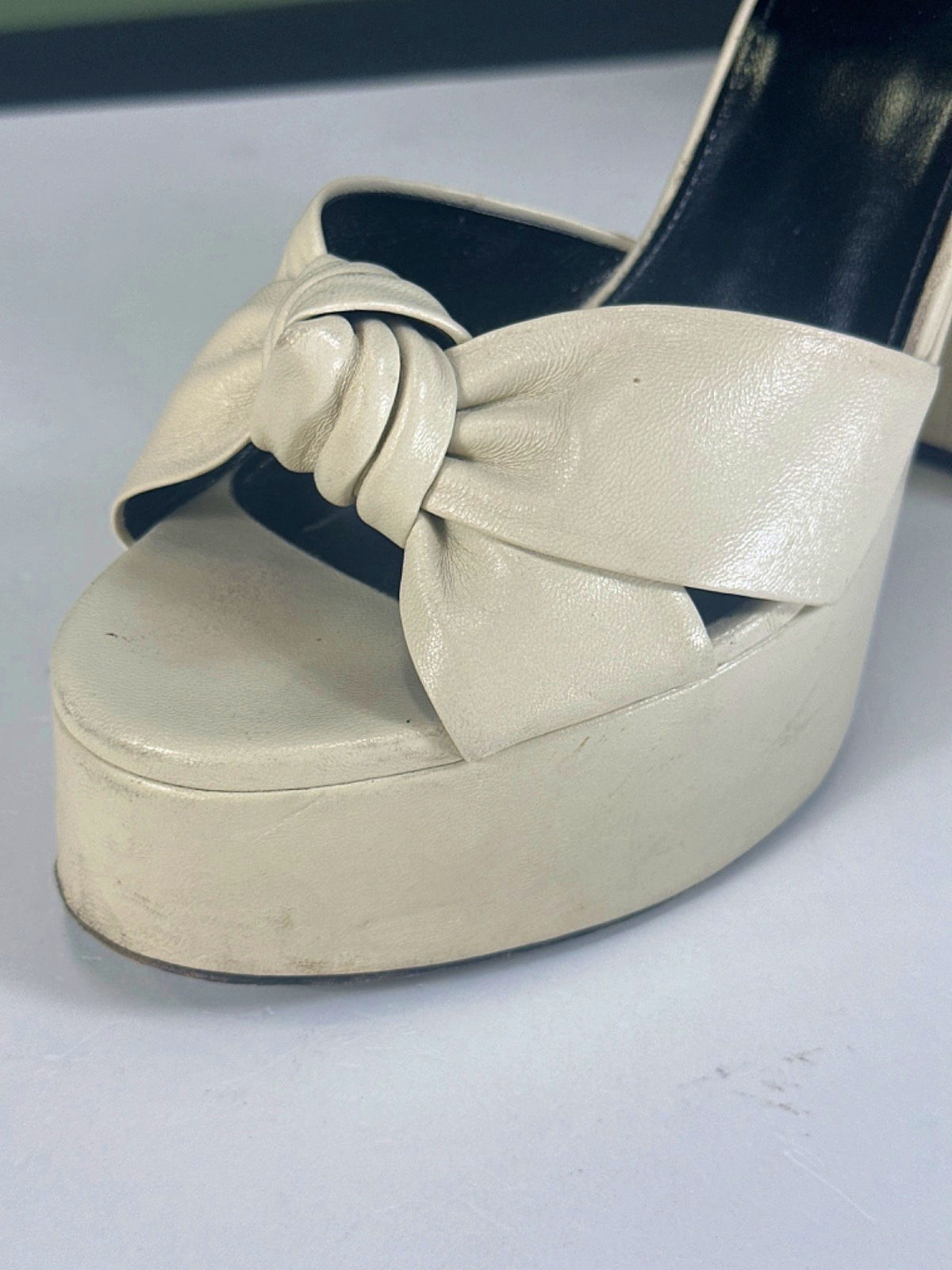 Saint Laurent Cream Platform Sandals UK 7