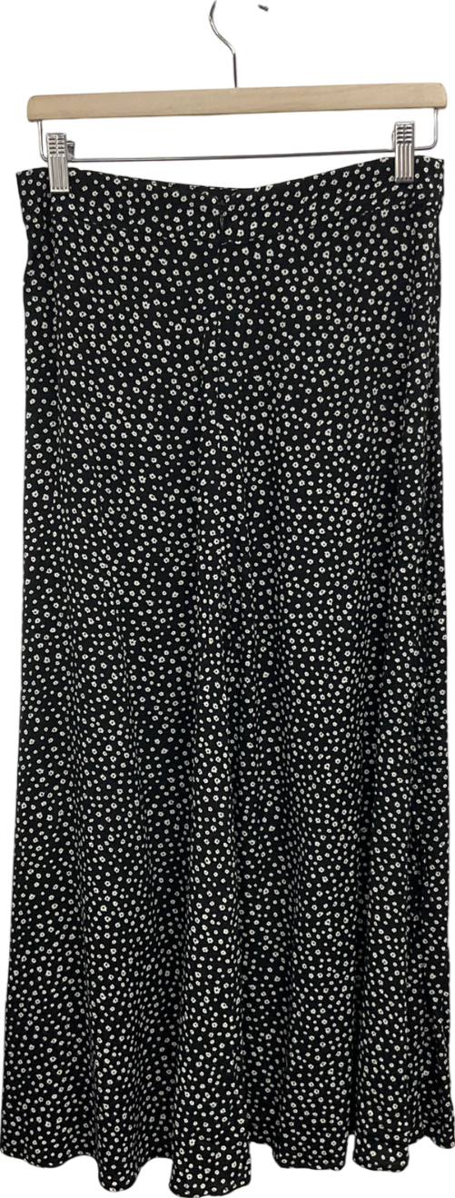 MANGO Black Ditsy Print Maxi Skirt UK M