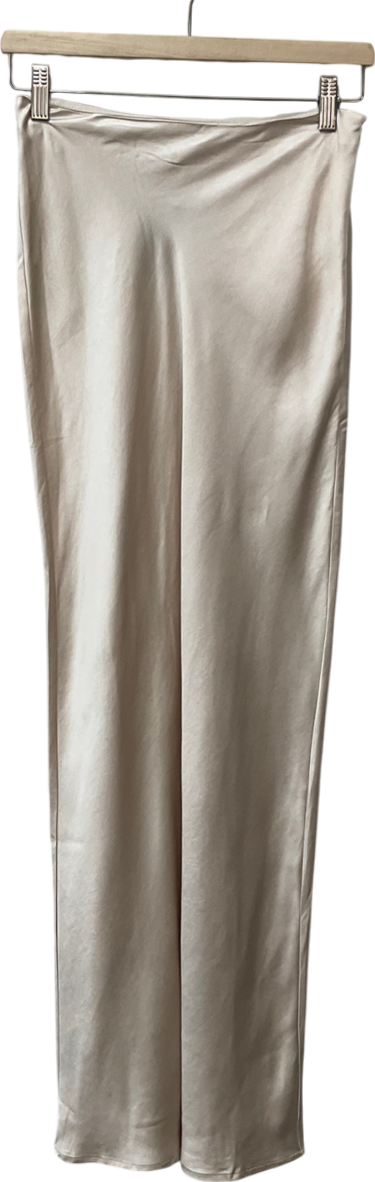 4th & Reckless Cream Tall Satin Maxi Skirt UK 8