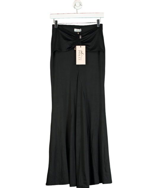 Oh Polly Black Slinky Jersey Hardware Detail Maxi Skirt UK 8