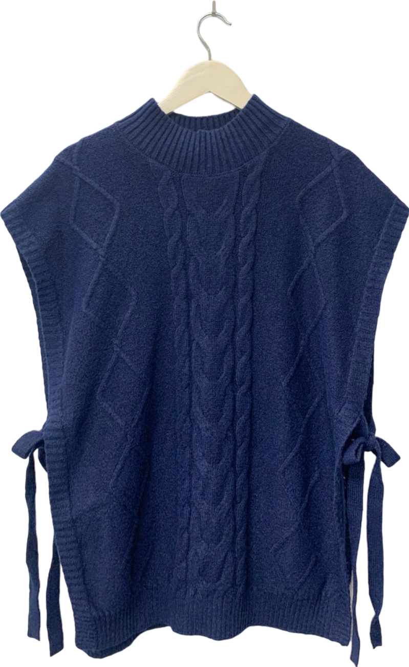 Tu Blue Cable Knit Poncho UK 18
