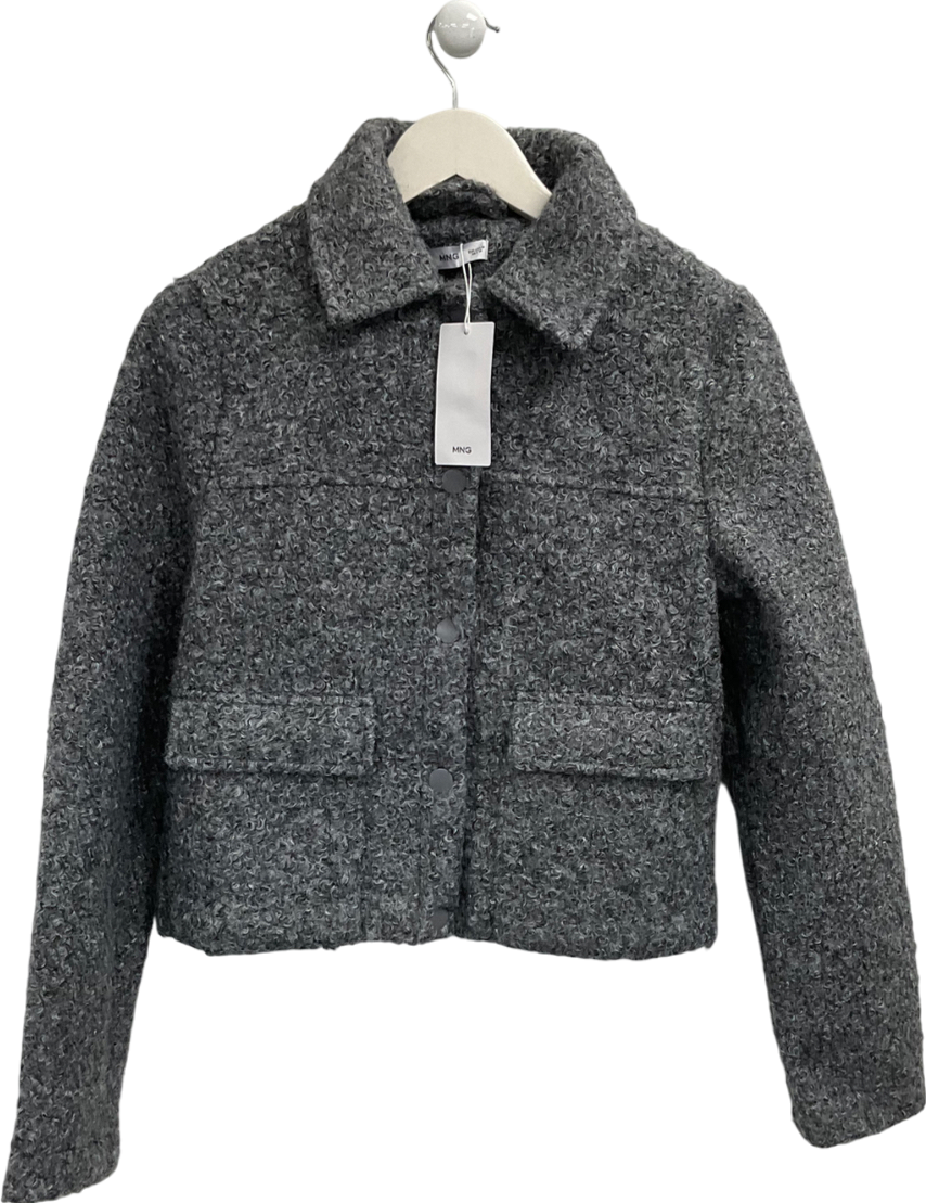 MANGO Grey Textured Short Jacket UK M