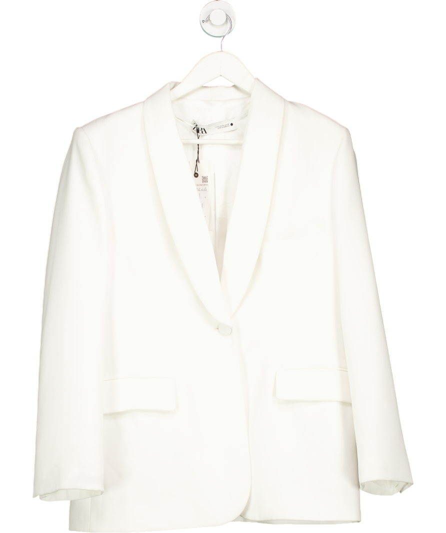 ZARA White Shawl Collar Blazer UK XL