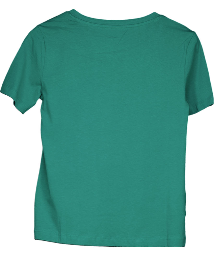 MANGO Green V-neck Cotton T-shirt UK XS