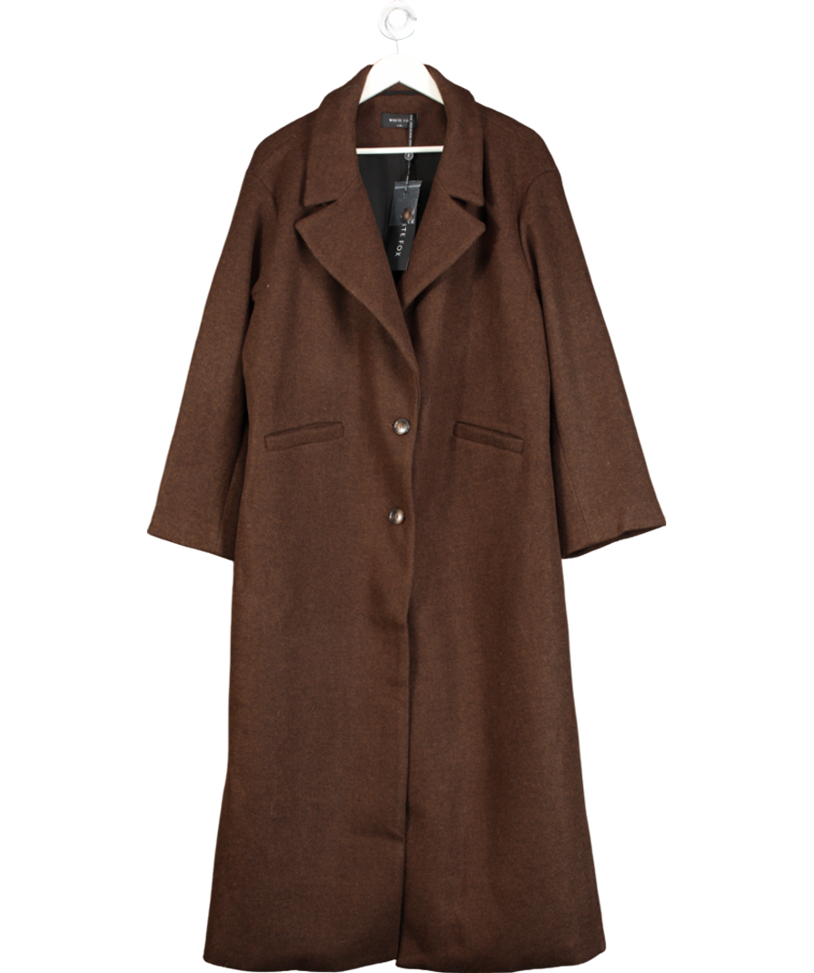 White Fox Chocolate Brown Smart Casual Oversized Coat UK L/XL